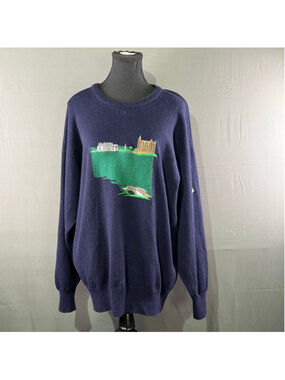VTG Pringle Sports Sweater Men L St Andrews Golf Embroidered Country Club Navy